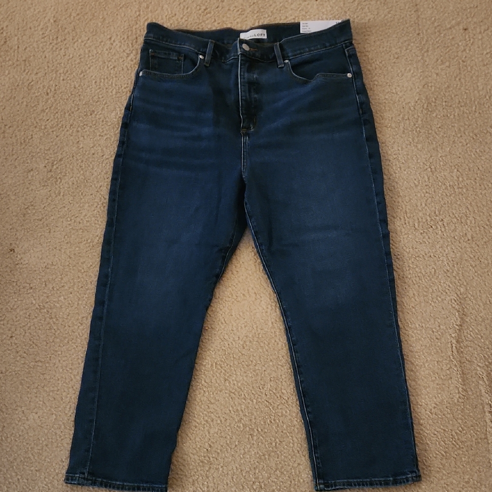 LOFT High Rise Slim Jeans in Dark Blue
